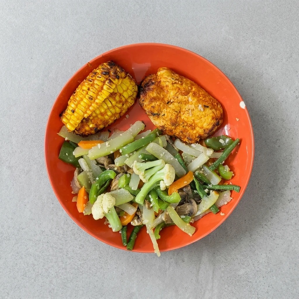 Peri Peri Chicken with Peri Peri Corn & Sautéed Vegetables